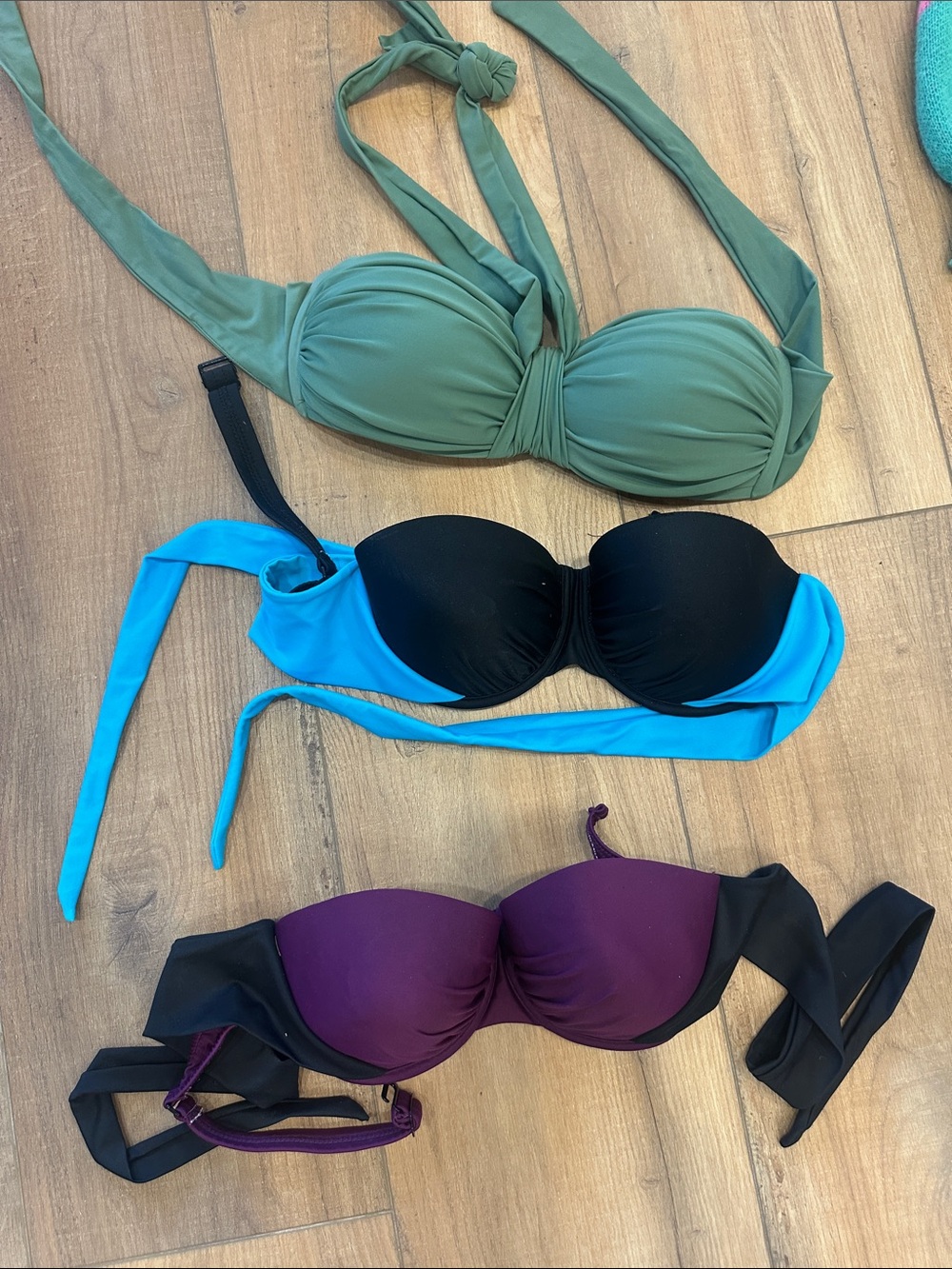 VENUS Bandeau Swim Tops - Olive, Turquoise/Black, Plum/Black